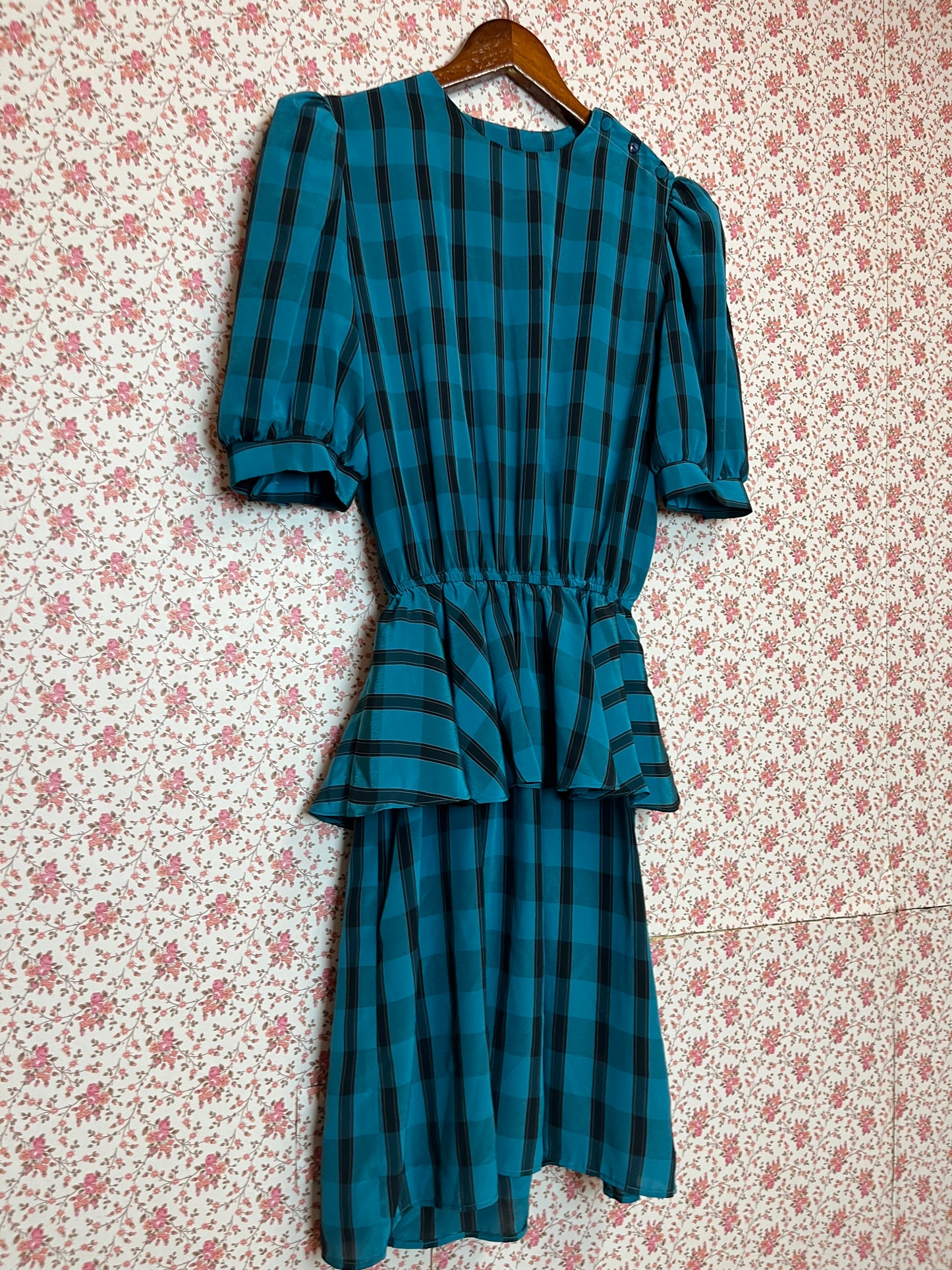 Vintage 1980s Checked Tier Skirt Dress