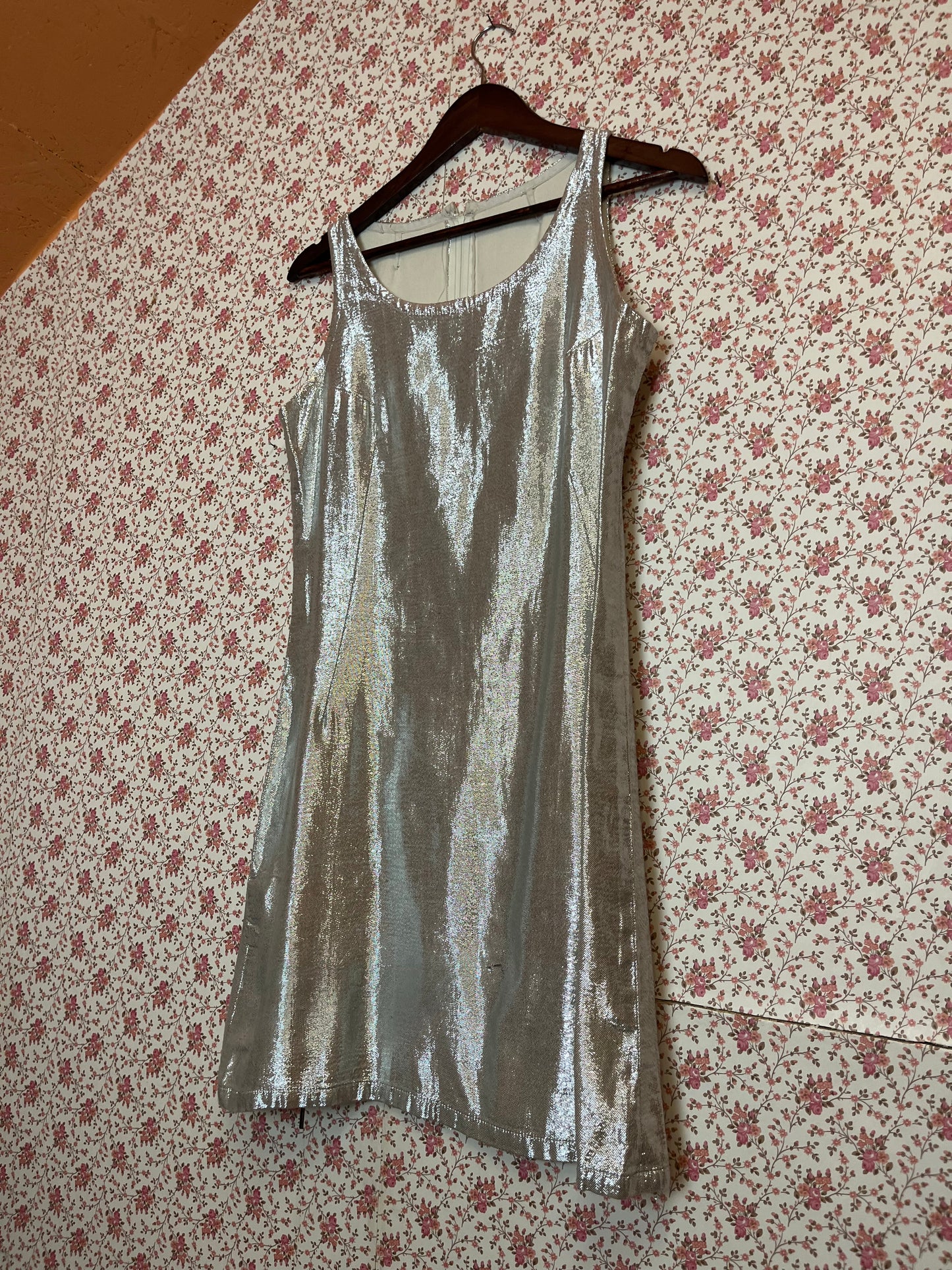 Vintage 1960s Hand Made Metallic Shift Dress