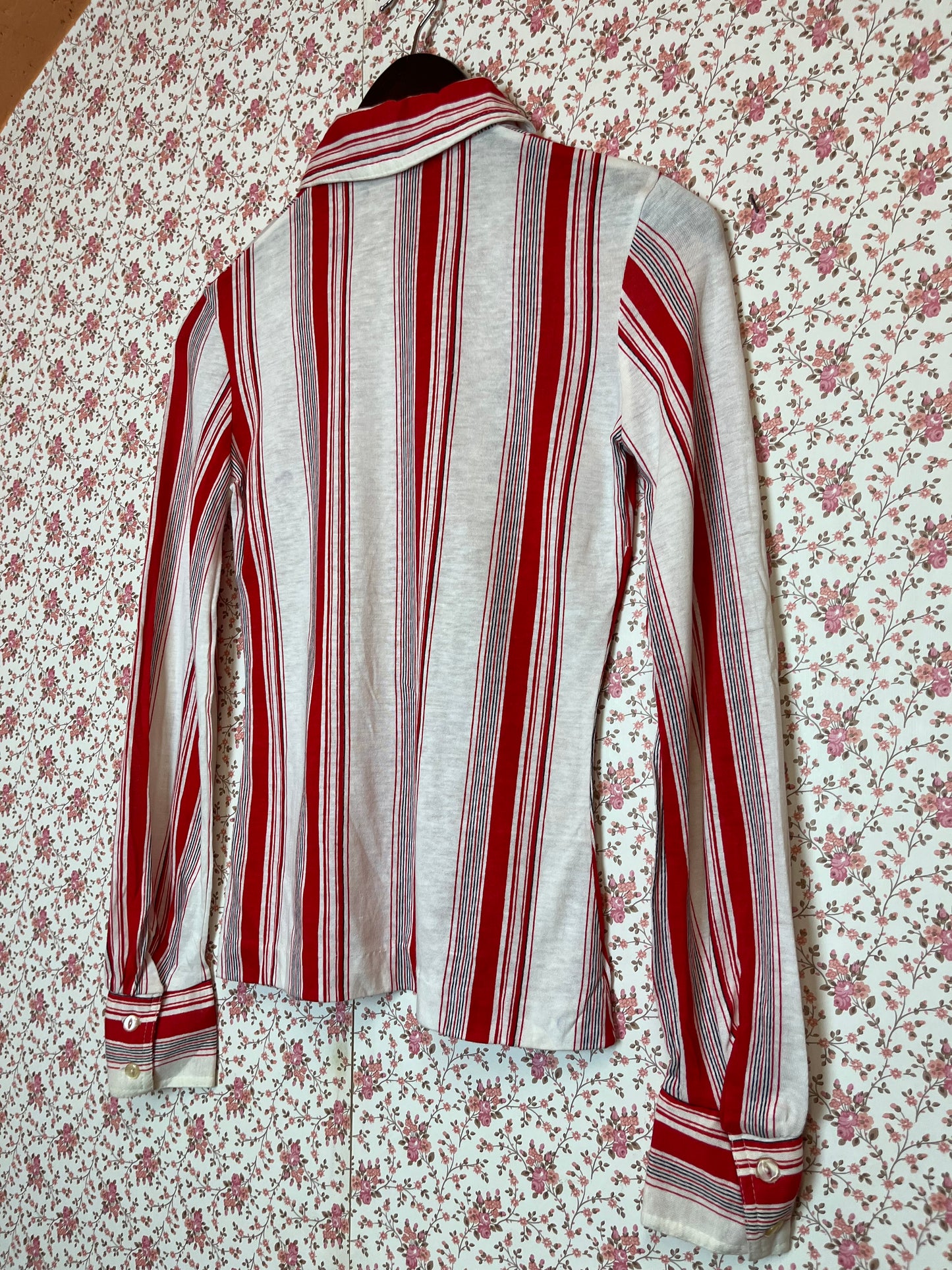 Vintage 1970s Red Striped Popover Shirt