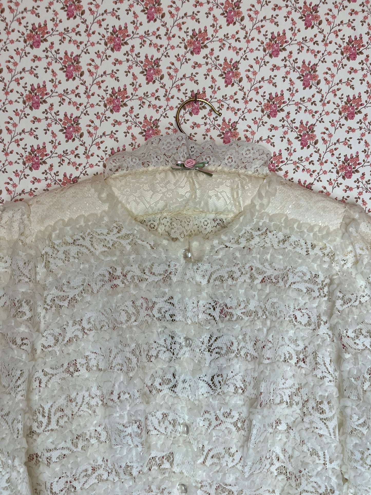 Vintage 1970s Dorothy Perkins Full Lace Sheer White Gown