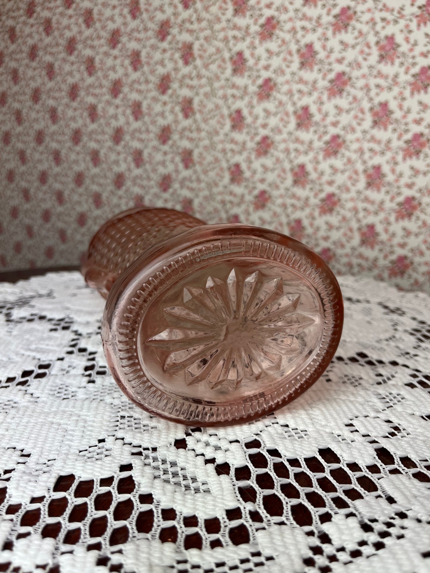 Vintage Pink Blush Glass Fish Vase