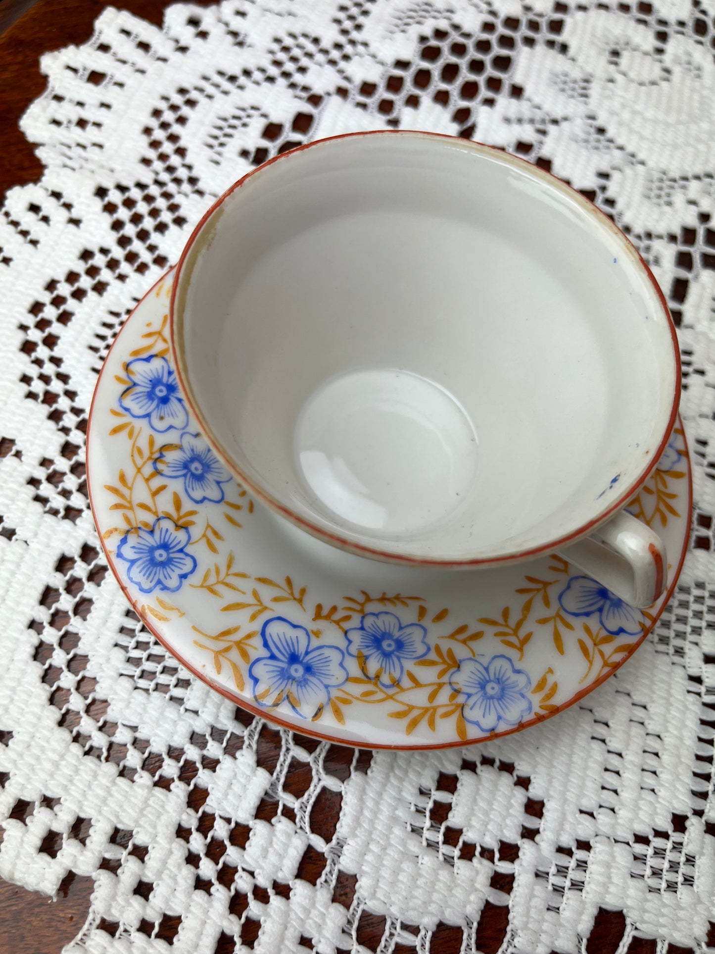 Vintage Art Deco Hand Painted Floral Tea Cup Set