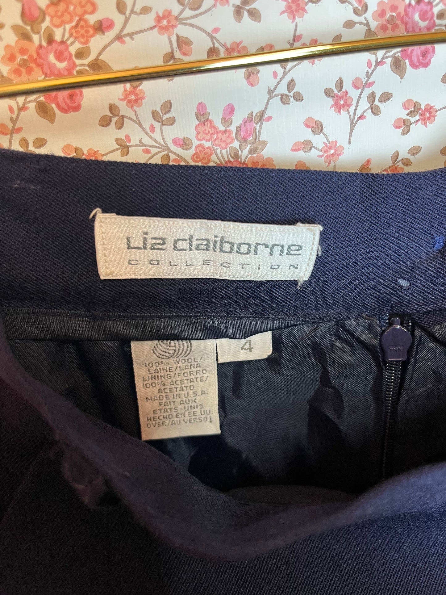 Vintage 1950s Style Wool Navy Wrap Pencil Midi Skirt