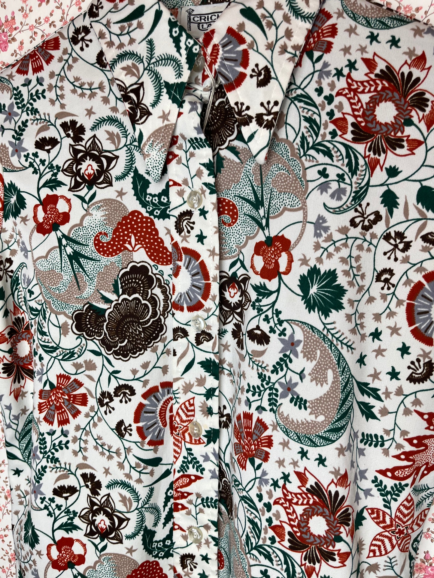 Vintage 1970s Cricket Lane Floral Long Sleeve Shirt