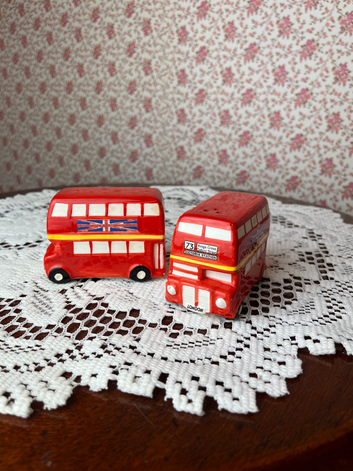 Vintage Iconic London Red Double Decker Bus Salt and Pepper Shakers