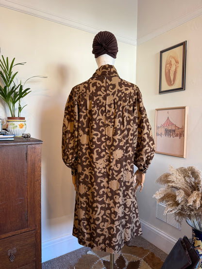 Vintage 1970s Givenchy Wool Baroque Pattern Dress - Size Medium