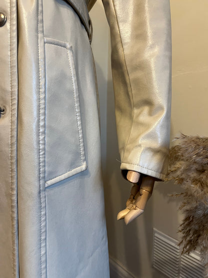 Vintage 1960s White Vinyl Double Breasted Coat