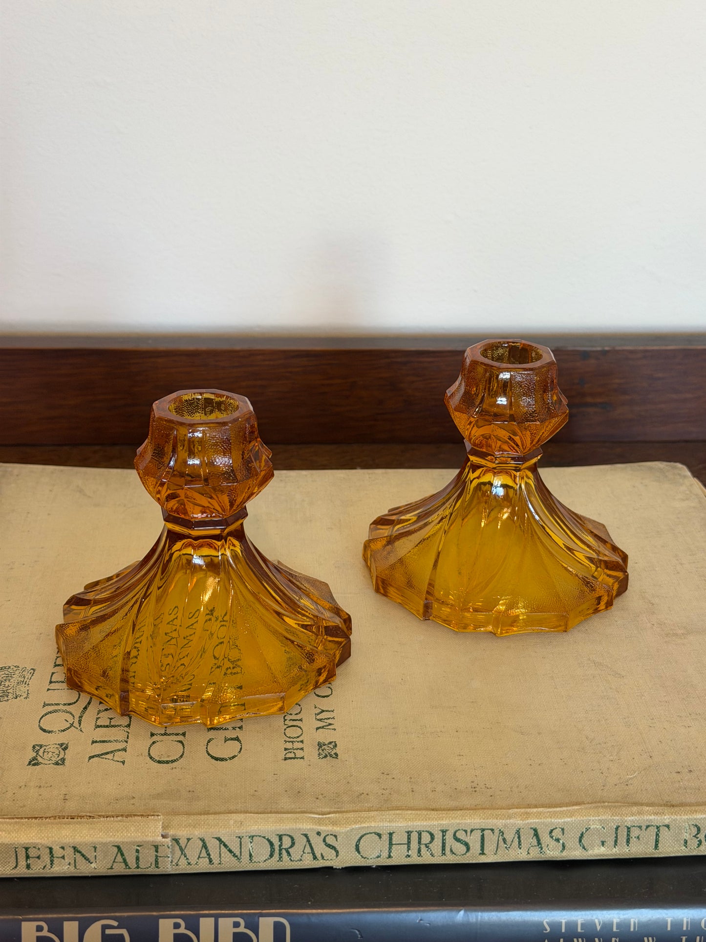 Vintage 1970s Amber Glass Dressing Table Vanity Set