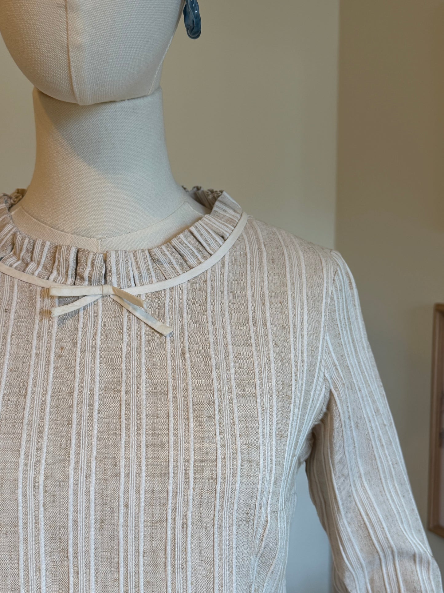 Vintage 1960s Handmade Twill Mod Dress - Size Small