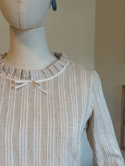 Vintage 1960s Handmade Twill Mod Dress - Size Small