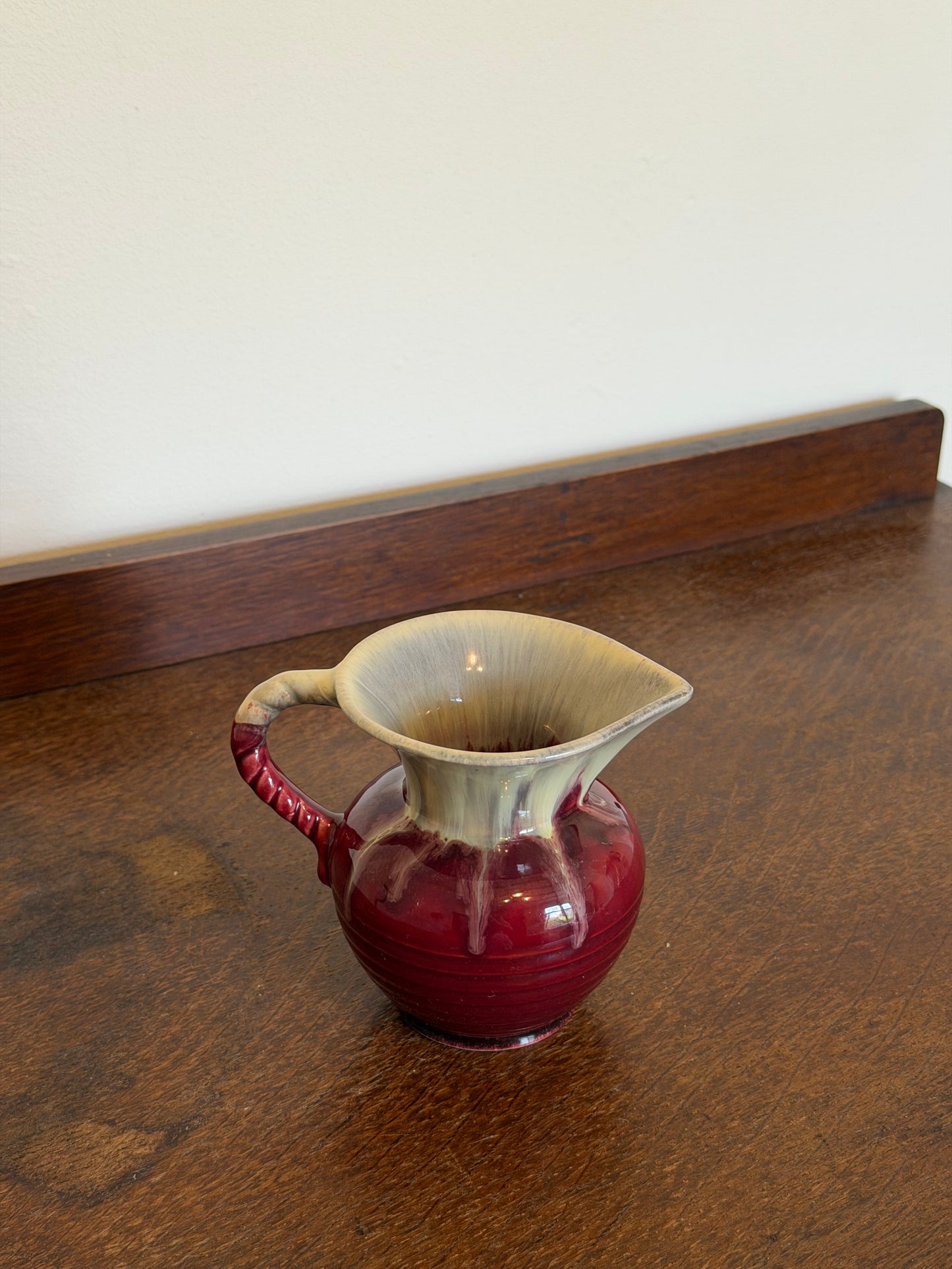Vintage West German Deep Ruby Drip Glaze Jug