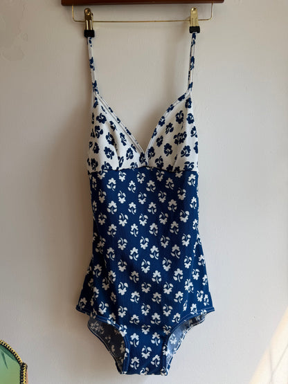 Vintage 1970s Blue Floral Swimsuit