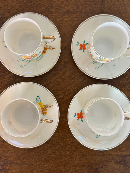 Vintage Hand Painted Miniature Ceramic Tea Pot Cup & Saucer Set