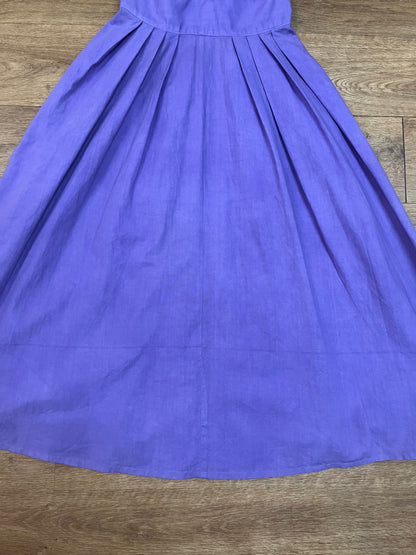 Vintage 1950s Hand Made Violet Plunge Fit & Flare Midi Dress
