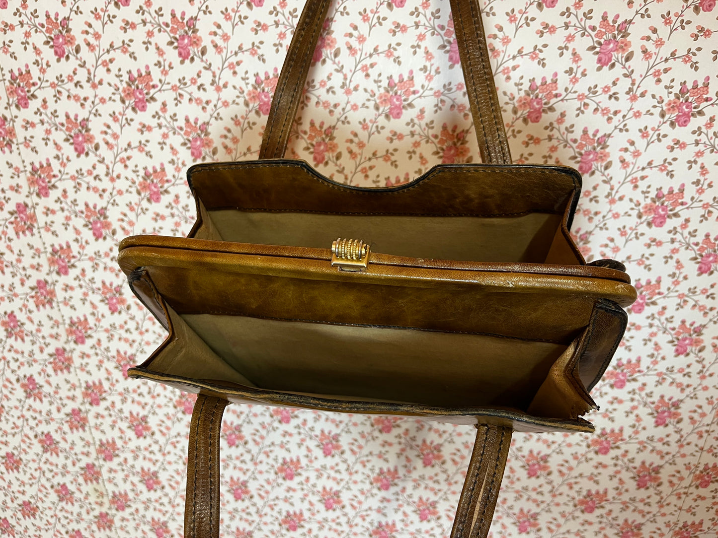 Vintage 1940s Brown Leather Handbag