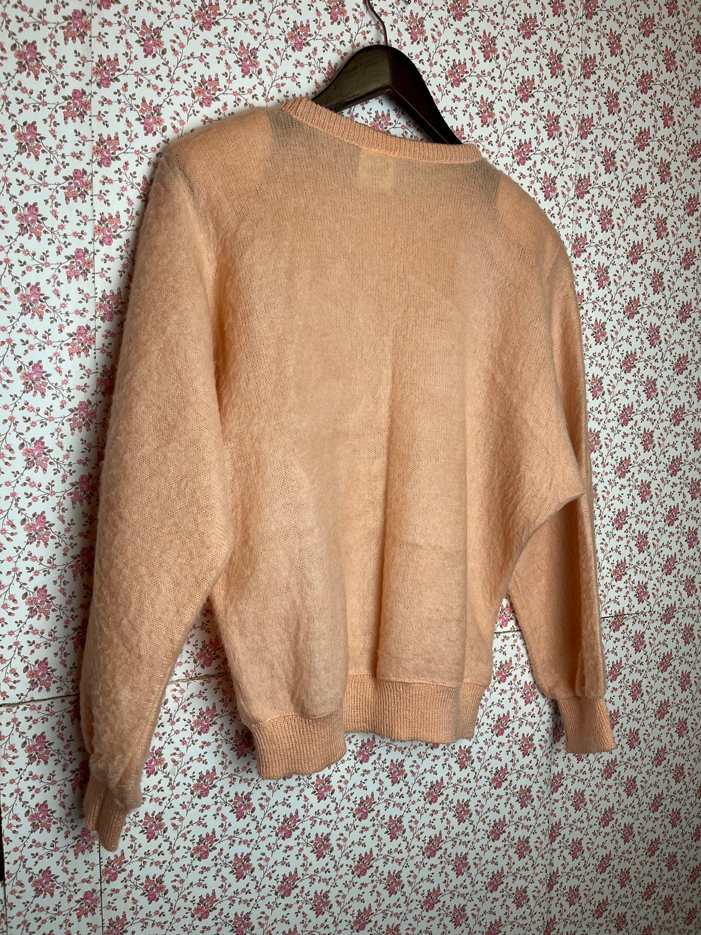 Vintage 1980s Peach Knit Jumper with Bows
