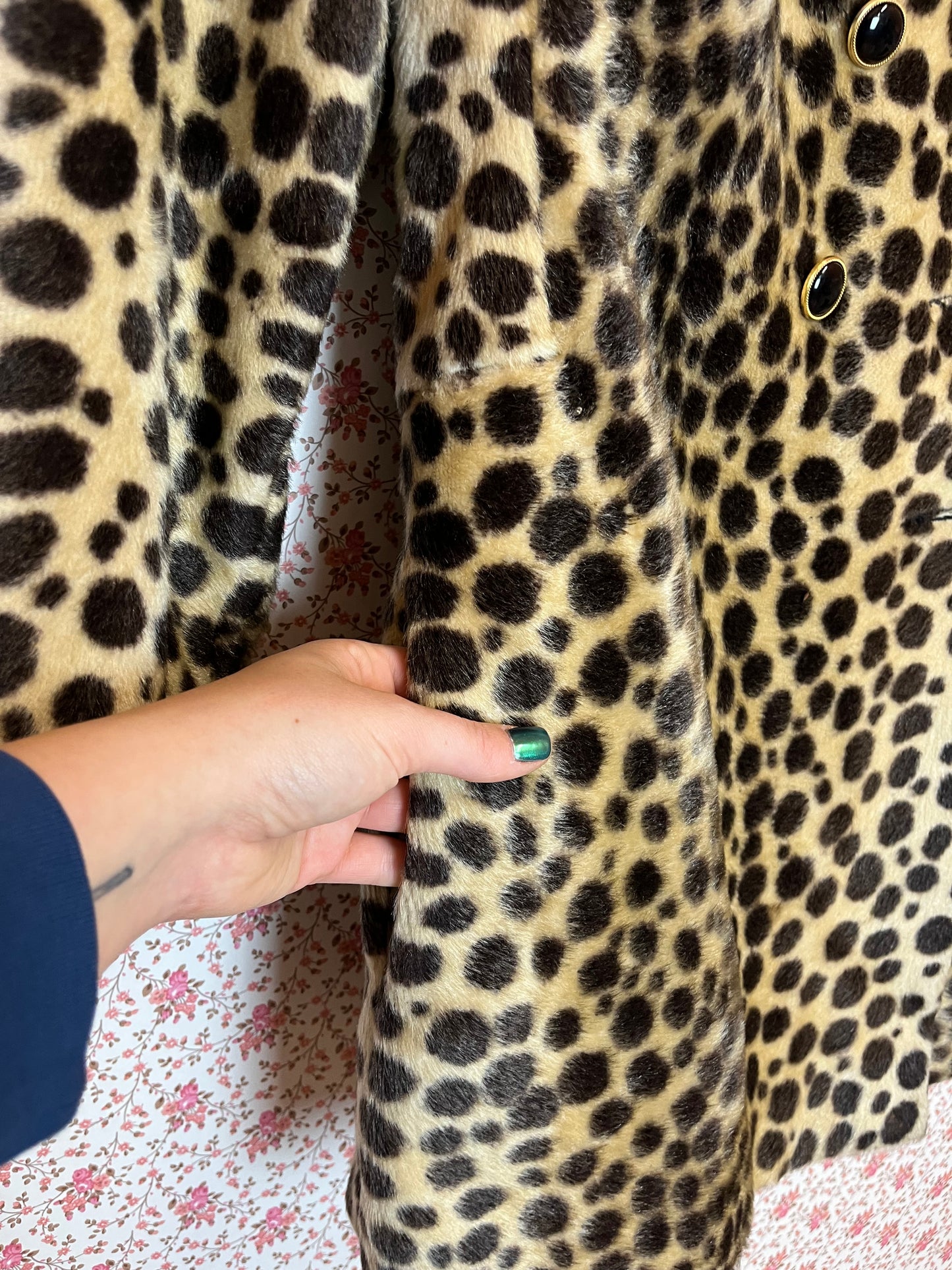 Vintage 1960s Safari Leopard Print Peacoat