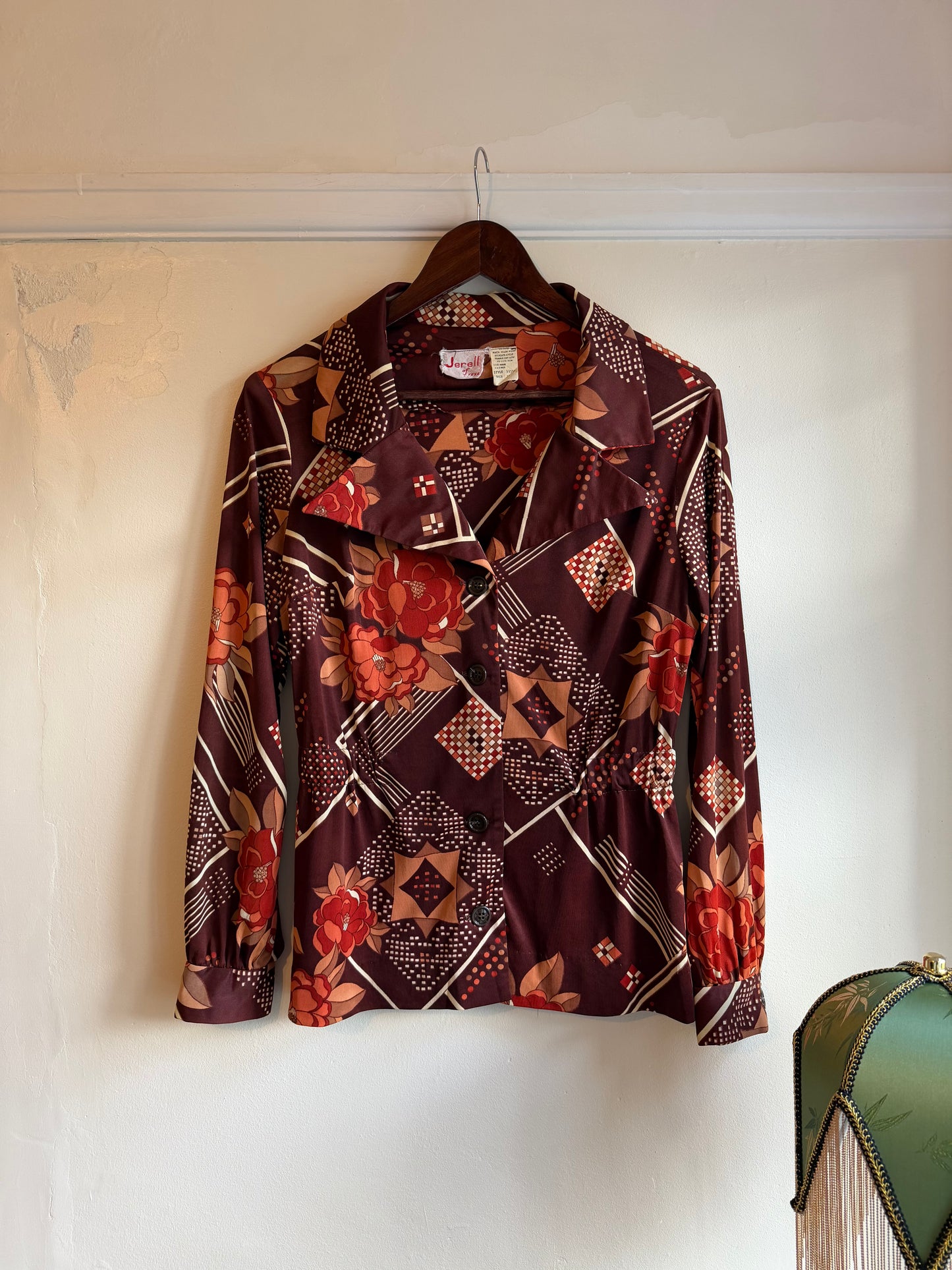 Vintage 1970s Collared Floral & Geometric Shirt