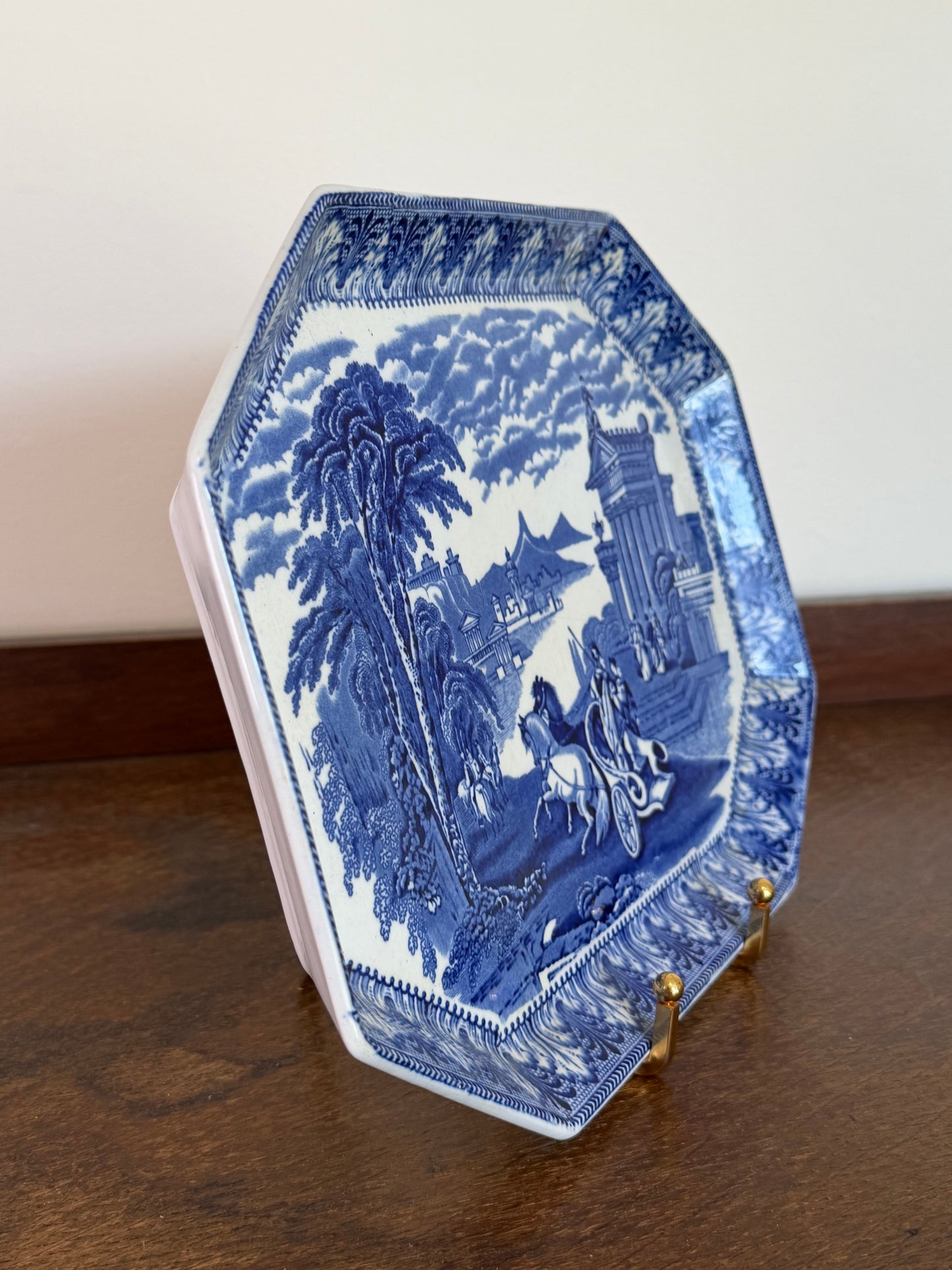 Antique Cauldon Blue & White Transferware Serving Platter