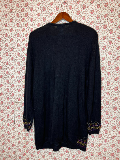 Vintage 1980s Silk & Angora Blend Embellished Jumper