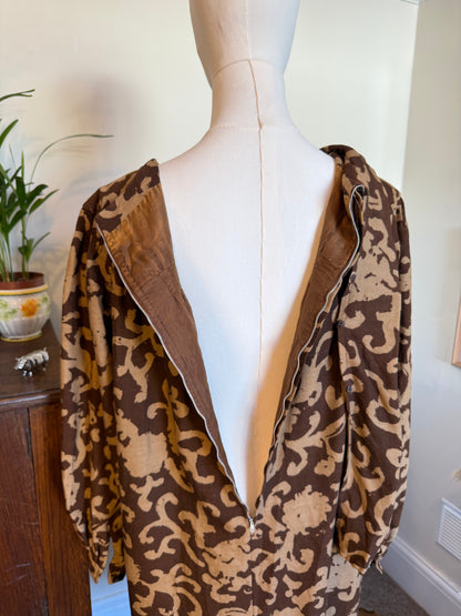 Vintage 1970s Givenchy Wool Baroque Pattern Dress - Size Medium