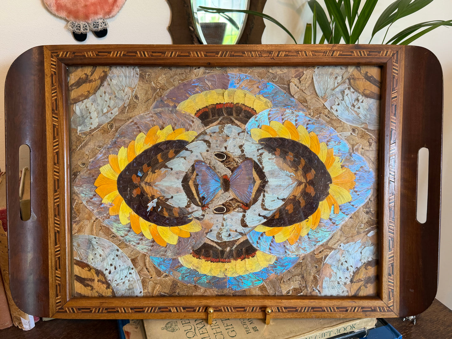 Vintage Brazilian Inlaid Butterfly Tray
