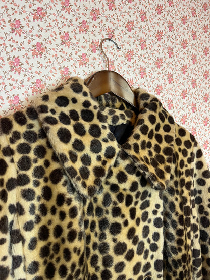 Vintage 1960s Safari Leopard Print Peacoat