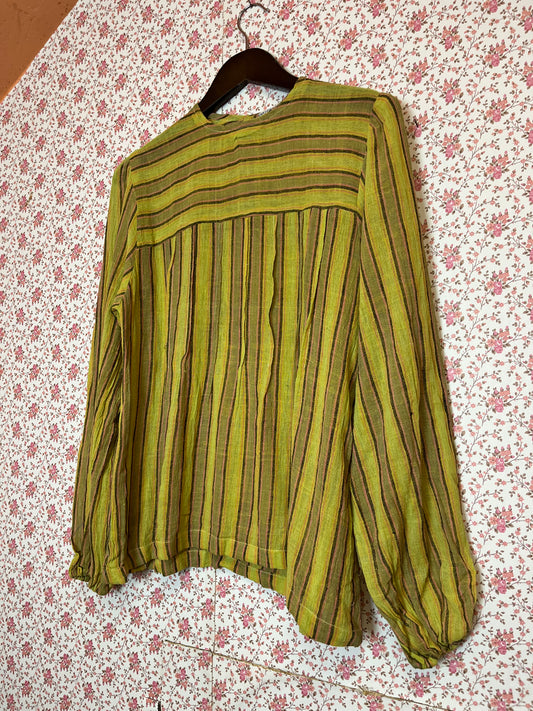 Vintage 1970s Indian Cotton Striped Blouse