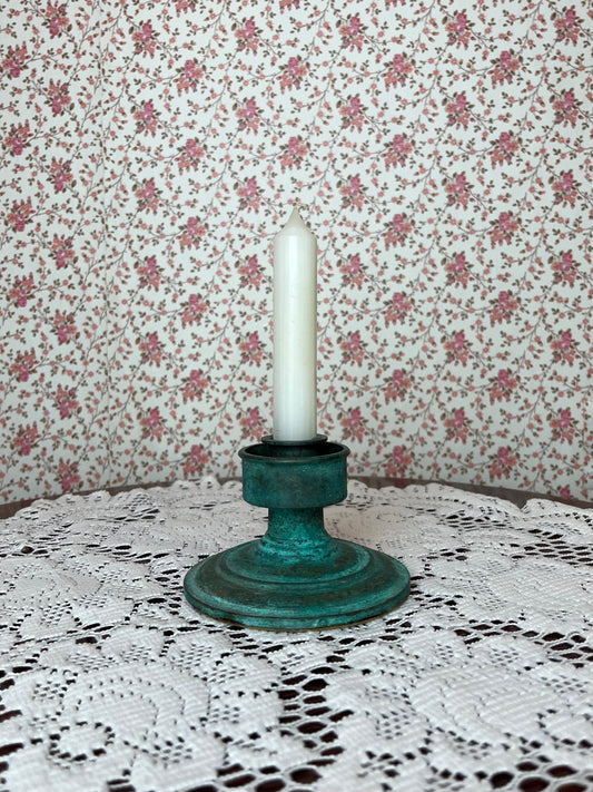 Vintage Oxidised Copper Candlestick Holder