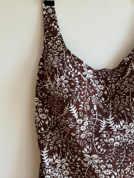 Vintage 1970s Brown Botanical Swimsuit