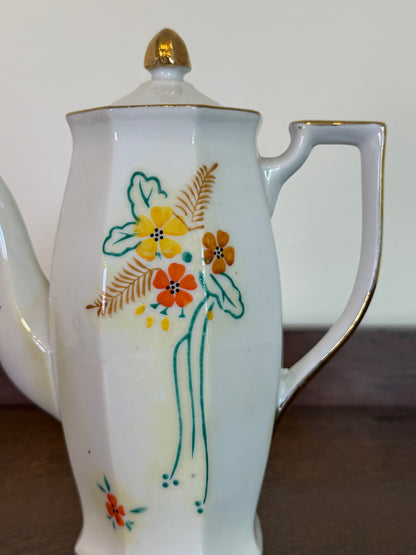 Vintage Hand Painted Miniature Ceramic Tea Pot Cup & Saucer Set