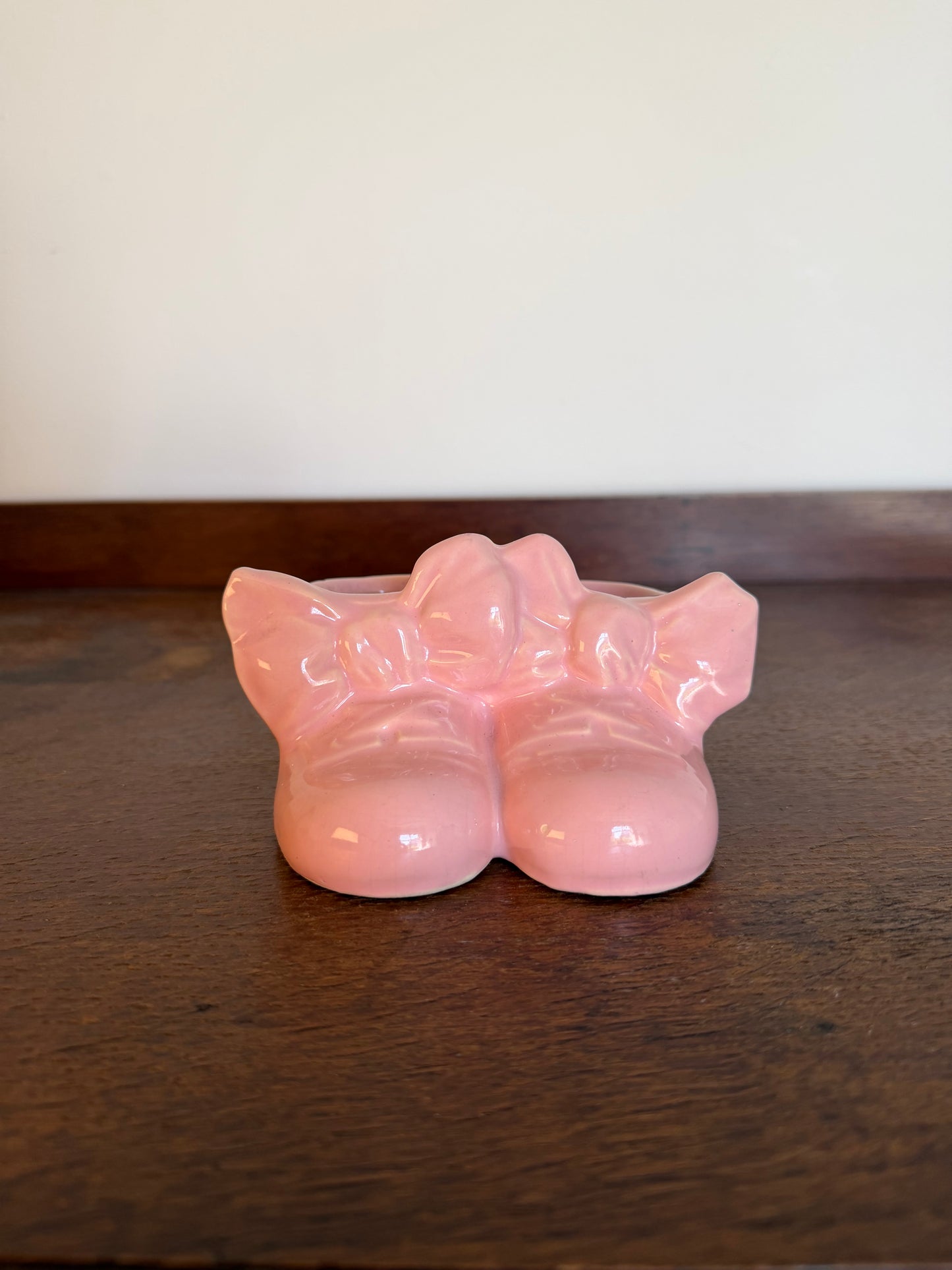 Vintage Pink Baby Bootie Planter
