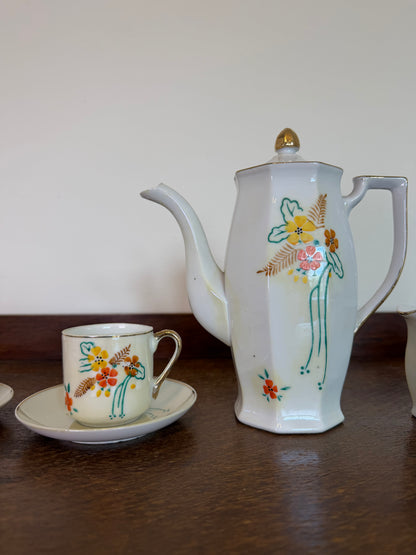 Vintage Hand Painted Miniature Ceramic Tea Pot Cup & Saucer Set