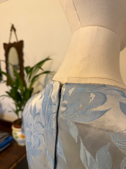 Vintage 1960s Hand Made Floral Jacquard Mini Empire Dress