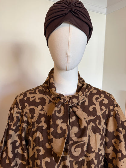 Vintage 1970s Givenchy Wool Baroque Pattern Dress - Size Medium