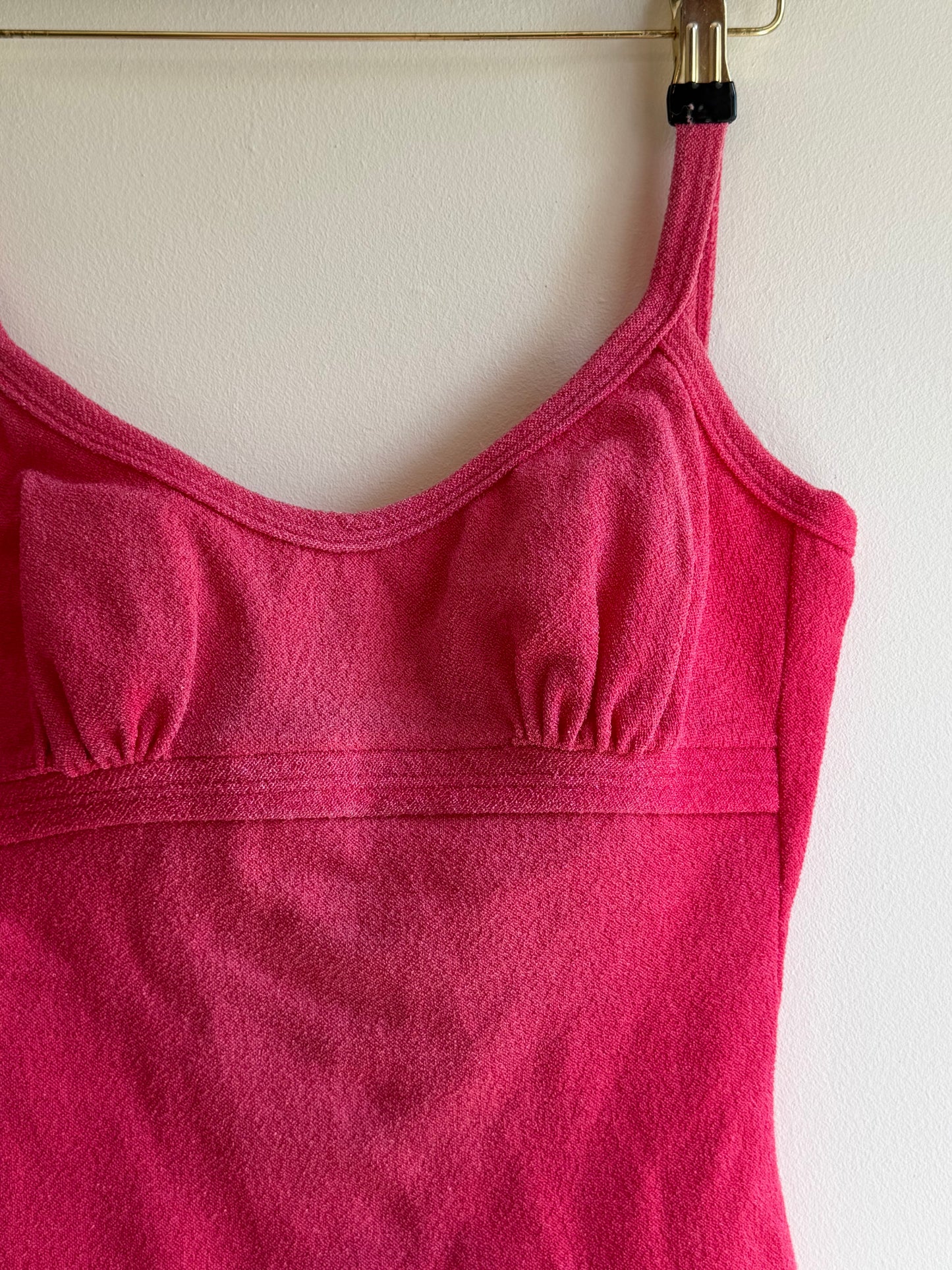 Vintage 1970s Raspberry Pink Terry Towelling Swimsuit
