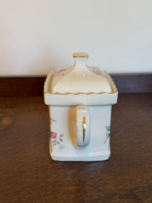 Vintage Sadler Made in England Square Rose Teapot
