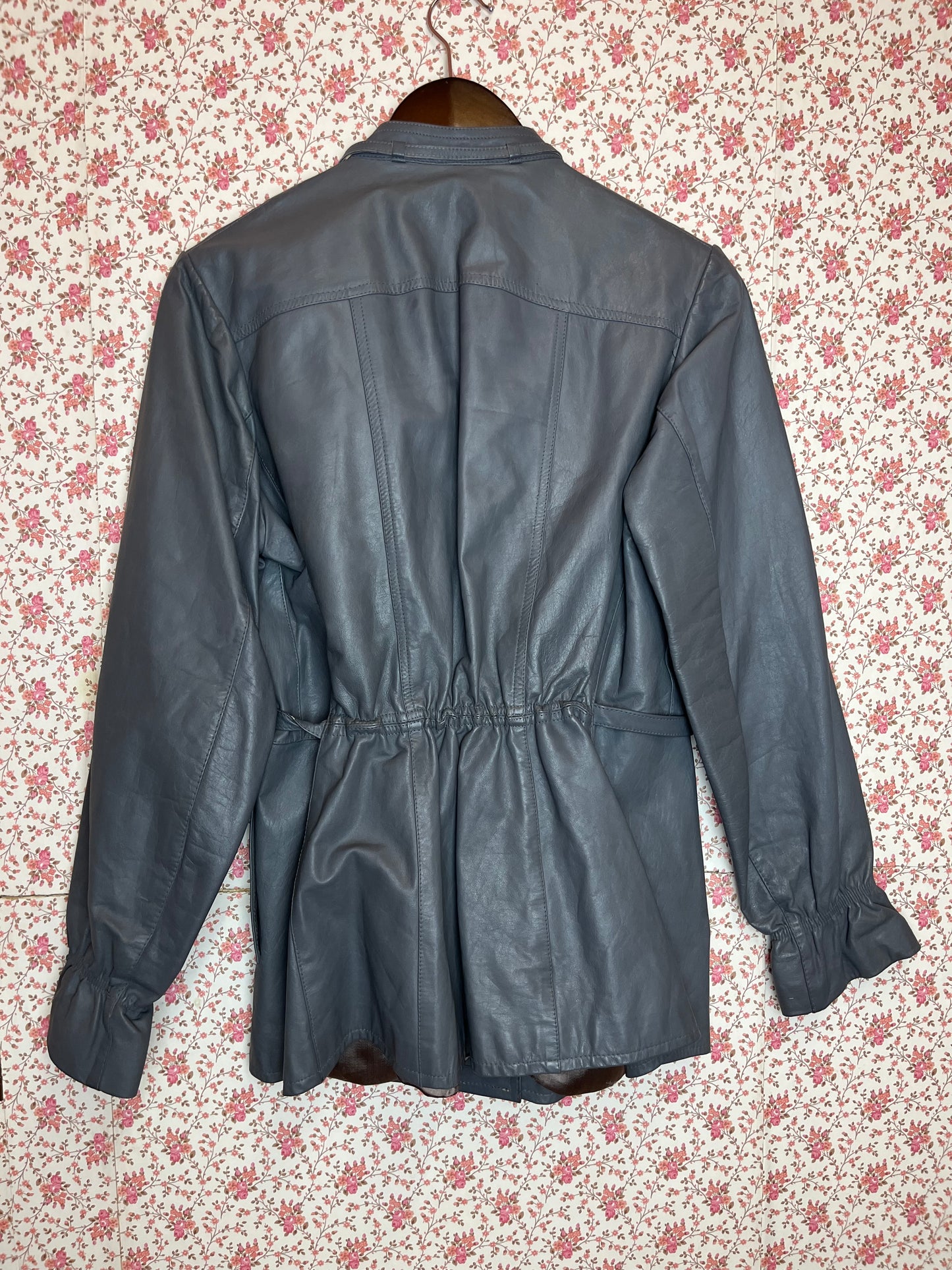 Vintage 1980s Grey Leather Tailored Jacket