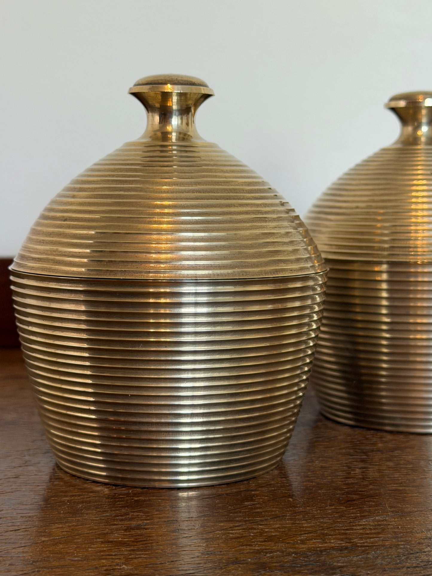 Vintage Solid Brass Lidded Canisters (Pair)