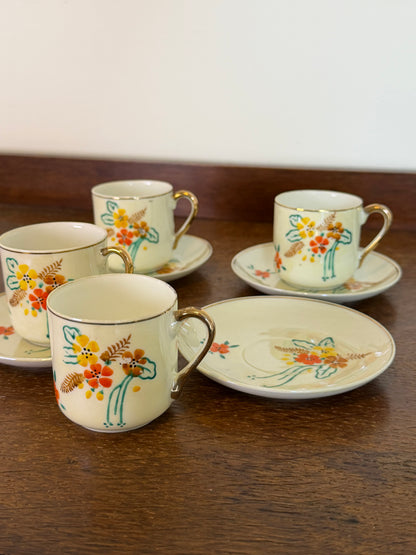 Vintage Hand Painted Miniature Ceramic Tea Pot Cup & Saucer Set