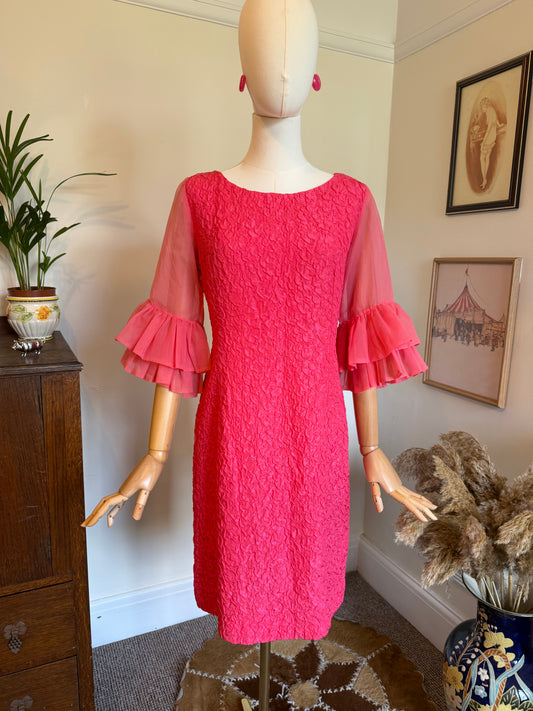Vintage 1960s Handmade Textured Wiggle Dress