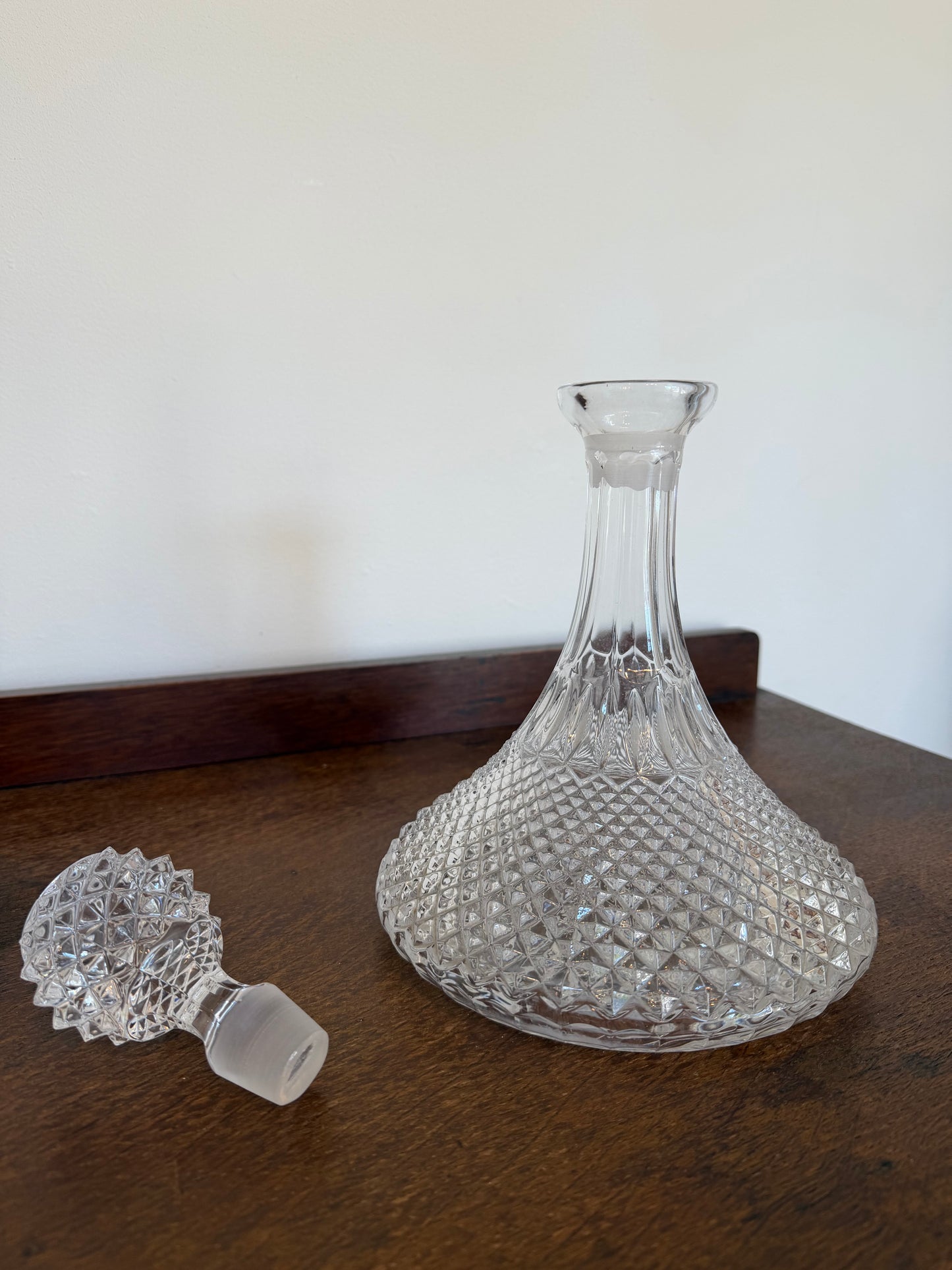 Vintage Pressed Glass Ship’s Decanter