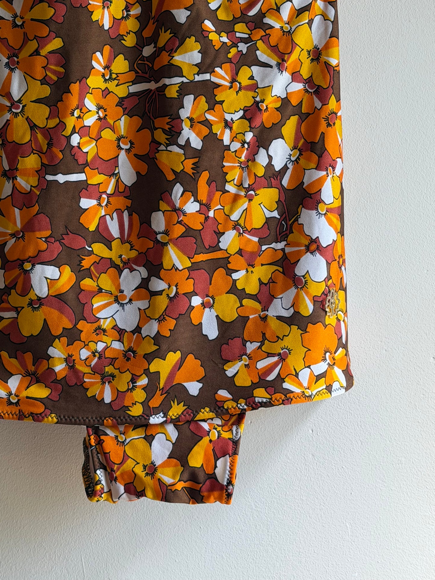 Vintage 1970s Brown Floral Swimdress