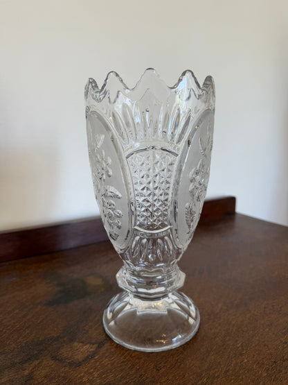 Vintage 1970s Zaječar Lead Crystal Floral Vase