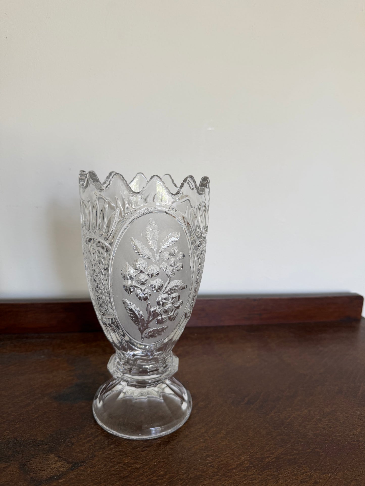 Vintage 1970s Zaječar Lead Crystal Floral Vase