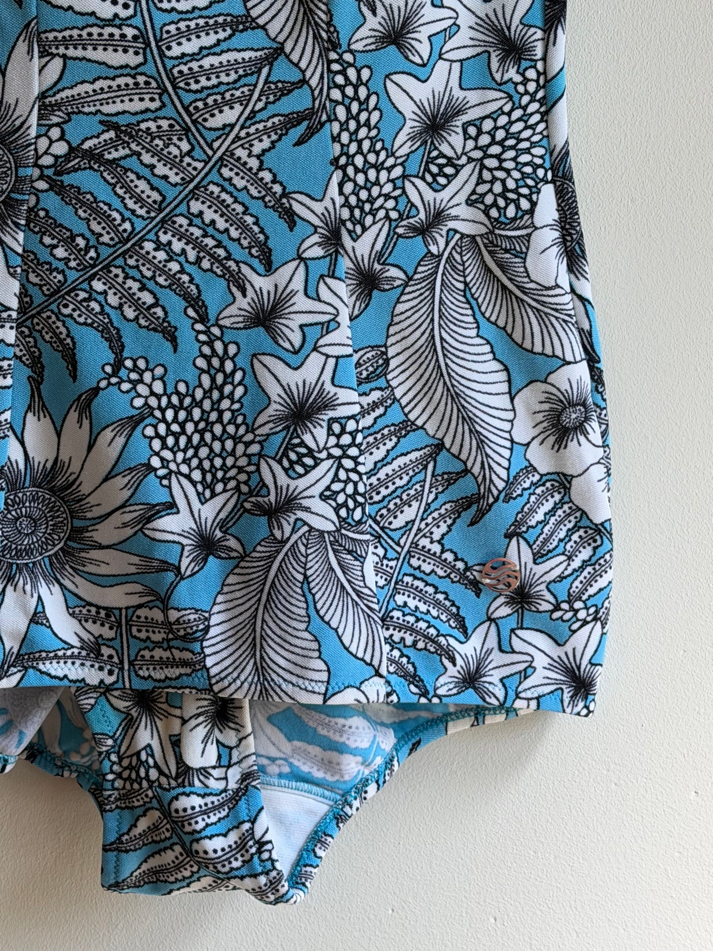 Vintage 1970s Tropical Blue Floral Swimsuit