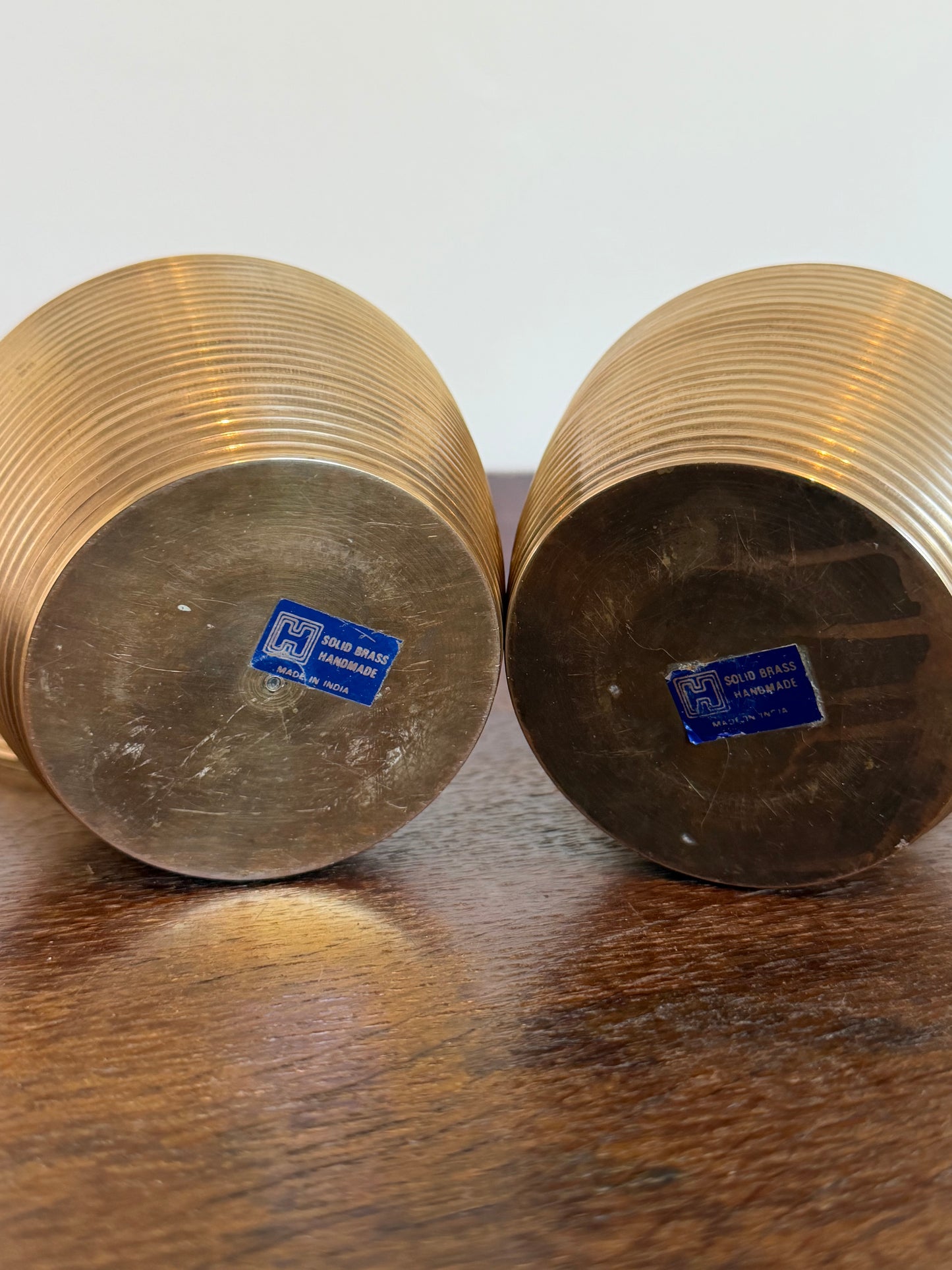 Vintage Solid Brass Lidded Canisters (Pair)