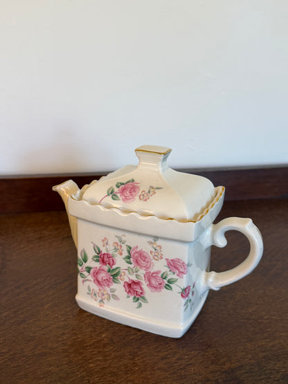 Vintage Sadler Made in England Square Rose Teapot