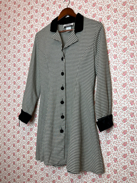 Vintage 1960s Marnie West Black and White Checkered Dress Jacket