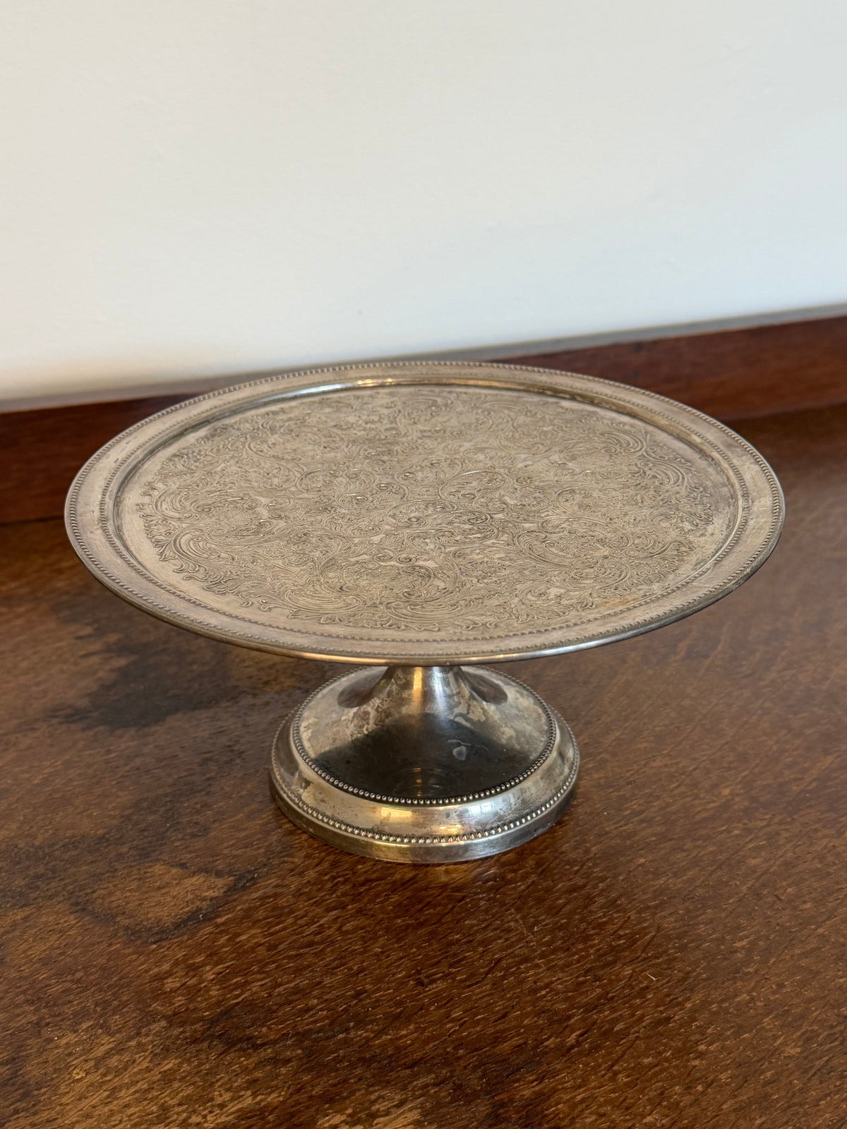 Vintage Silver Plated Ornate Pedestal Cake Stand